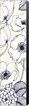 Framed Navy Pen and Ink Flowers III Crop Print