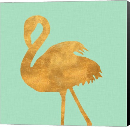 Framed Teal Gold Flamingo Print