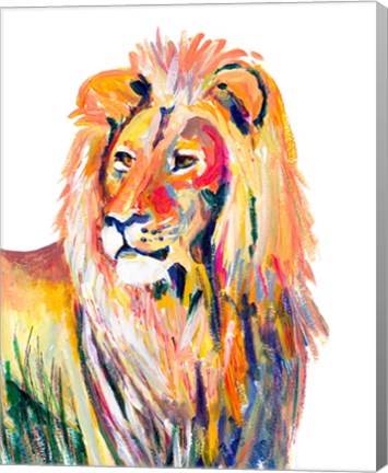 Framed Colorful Lion on White Print