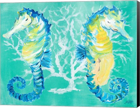 Framed Seahorses on Coral Print
