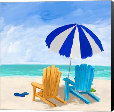 Framed Beach Chairs with Umbrella Print