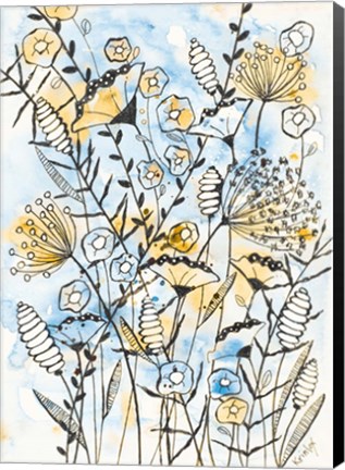 Framed Yellow and Blue Blooms II Print