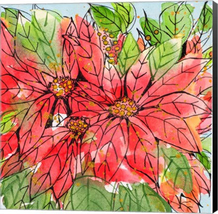 Framed Vibrant Poinsettias II Print