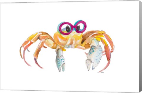 Framed Crab With Glasses Print