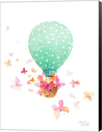 Framed Hot Air Balloon With Butterflies Print