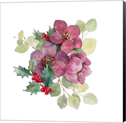 Framed Plum Christmas Flowers Print