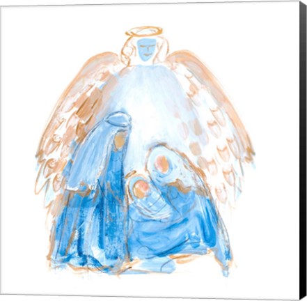 Framed Blue and Gold Nativity II Print