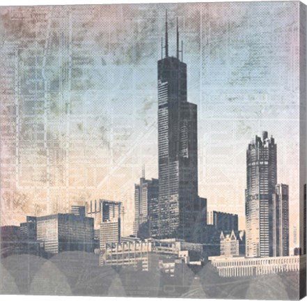 Framed Chicago Skyline I Print