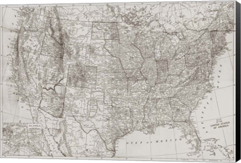 Framed Natural US Map Print