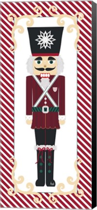 Framed Nutcracker On Red Stripe I Print