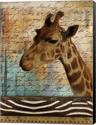 Framed Madagascar Safari with Blue I (Giraffe) Print