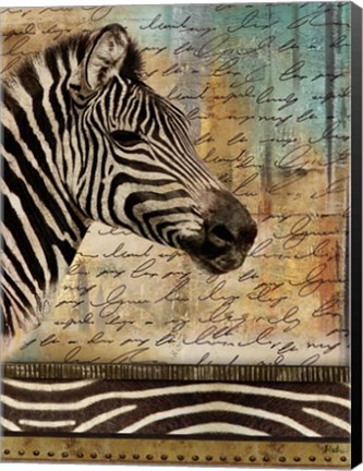 Framed Madagascar Safari with Blue II (Zebra) Print