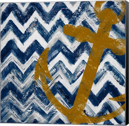 Framed Nautical Chevron I Print