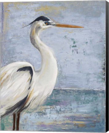 Framed Blue Heron On Blue I Print