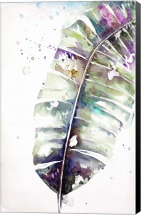 Framed Watercolor Plantain Leaves with Purple II Print