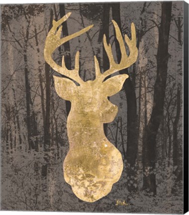 Framed Gold Deer on Black Print