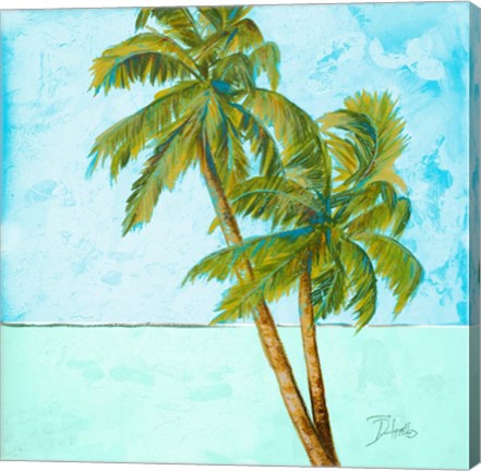 Framed Beach Palm Blue I Print