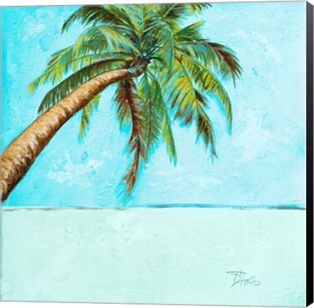 Framed Beach Palm Blue II Print