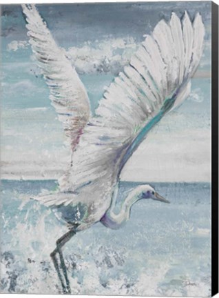 Framed Great Egret Flying Print