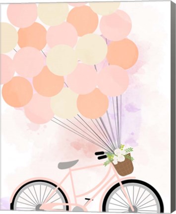 Framed Bike Ride With Balloons Print