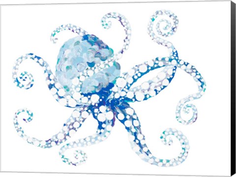 Framed Azul Dotted Octopus I Print