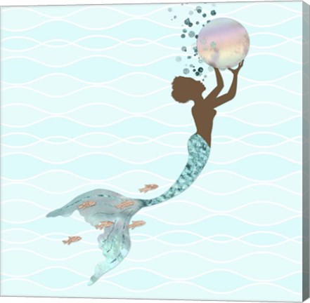 Framed Beautiful Black Mermaid Print