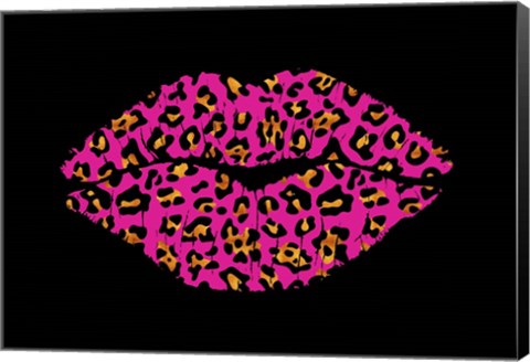Framed Pink Leopard Lips Print