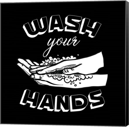 Framed Wash Your Hands BnW Print