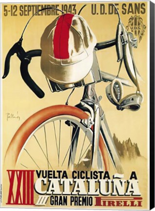 Framed Cataluna Cyclist Gran Premio Race 1943 Print