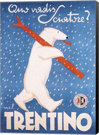 Framed Italian Polar Bear Ski Poster Print