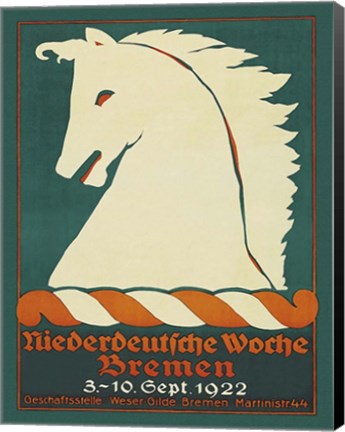 Framed German Horse Racing Print