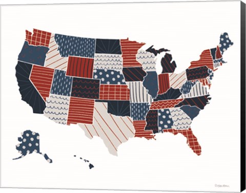 Framed Patchwork USA Map Print