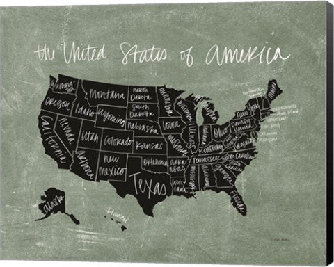 Framed Chalk USA Map Print