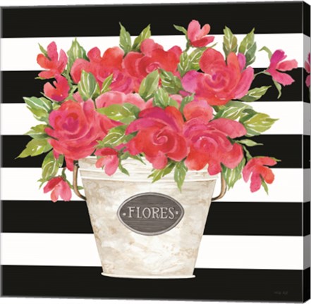 Framed Fuchsia Flores Stripes Print