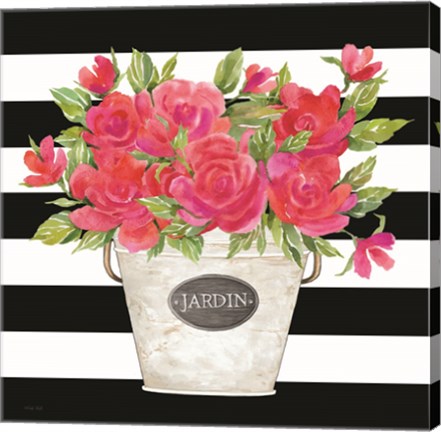 Framed Fuchsia Jardin Stripes Print