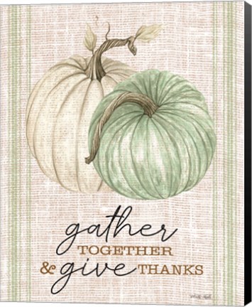 Framed Grain Sack Gather and Give Thanks Print