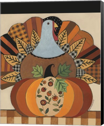 Framed Turkey and Patterned Pumpkin Print