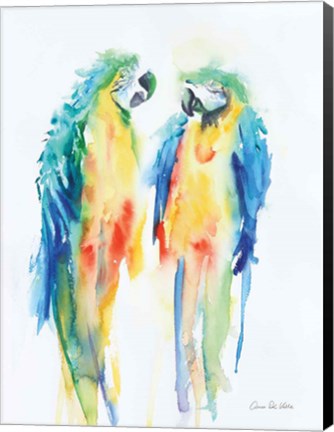 Framed Colorful Parrots I Print