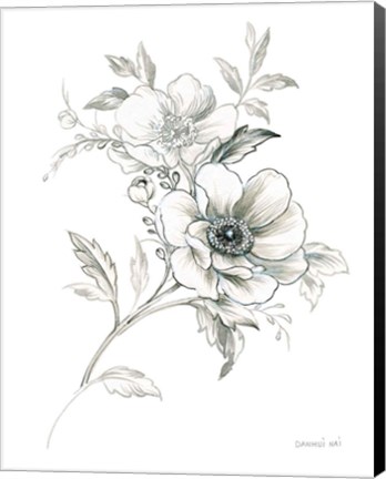 Framed Sketchbook Garden VII BW Print