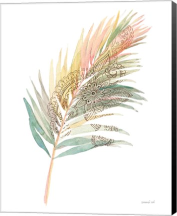Framed Boho Tropical Leaf III on White Print