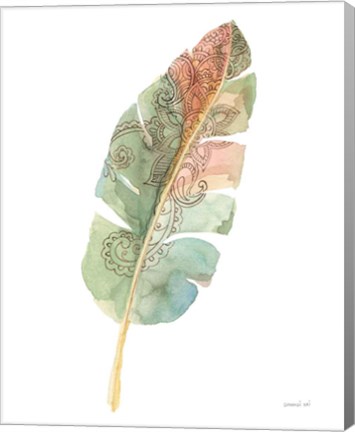 Framed Boho Tropical Leaf I on White Print