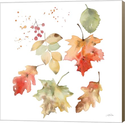 Framed Falling Leaves II Print