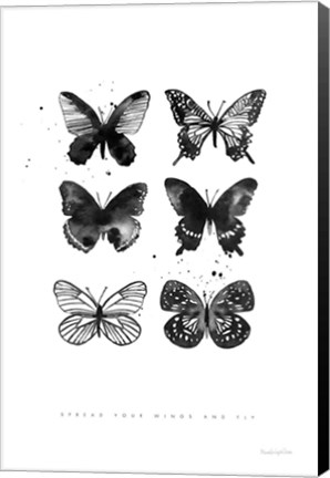 Framed Six Inky Butterflies Print