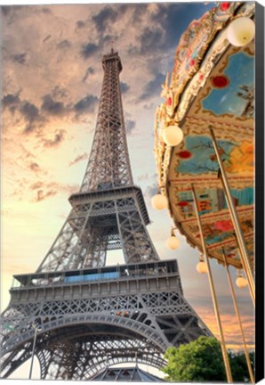 Framed Eiffel Tower and Carousel I Print