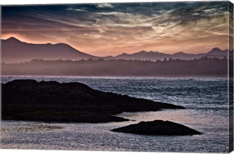 Framed Sunset Glow at Wickaninnish Beach Print