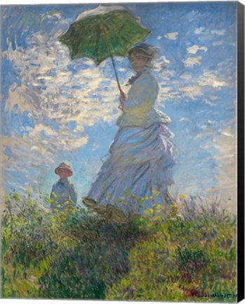 Framed Woman with a Parasol - Madame Monet and Her Son, 1875 Print