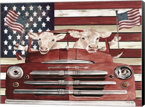 Framed Patriotic Cows Print