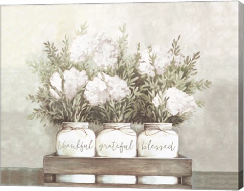 Framed White Flower Jars Print