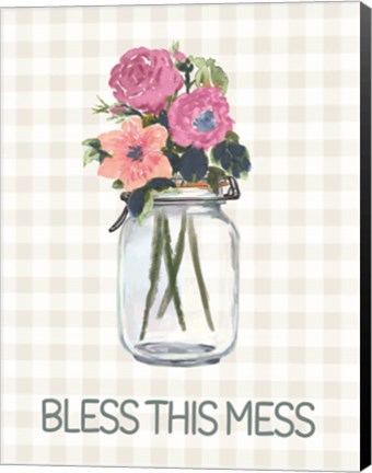 Framed Bless This Mess Flowers Print