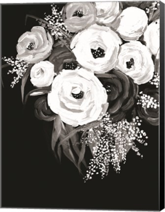 Framed Black and White Floral Print